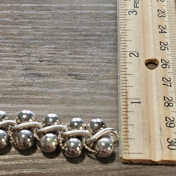 Vintage Silver Tiered Twisted Cluster Bead Post Back Dangle Earrings - Picture 4 of 4